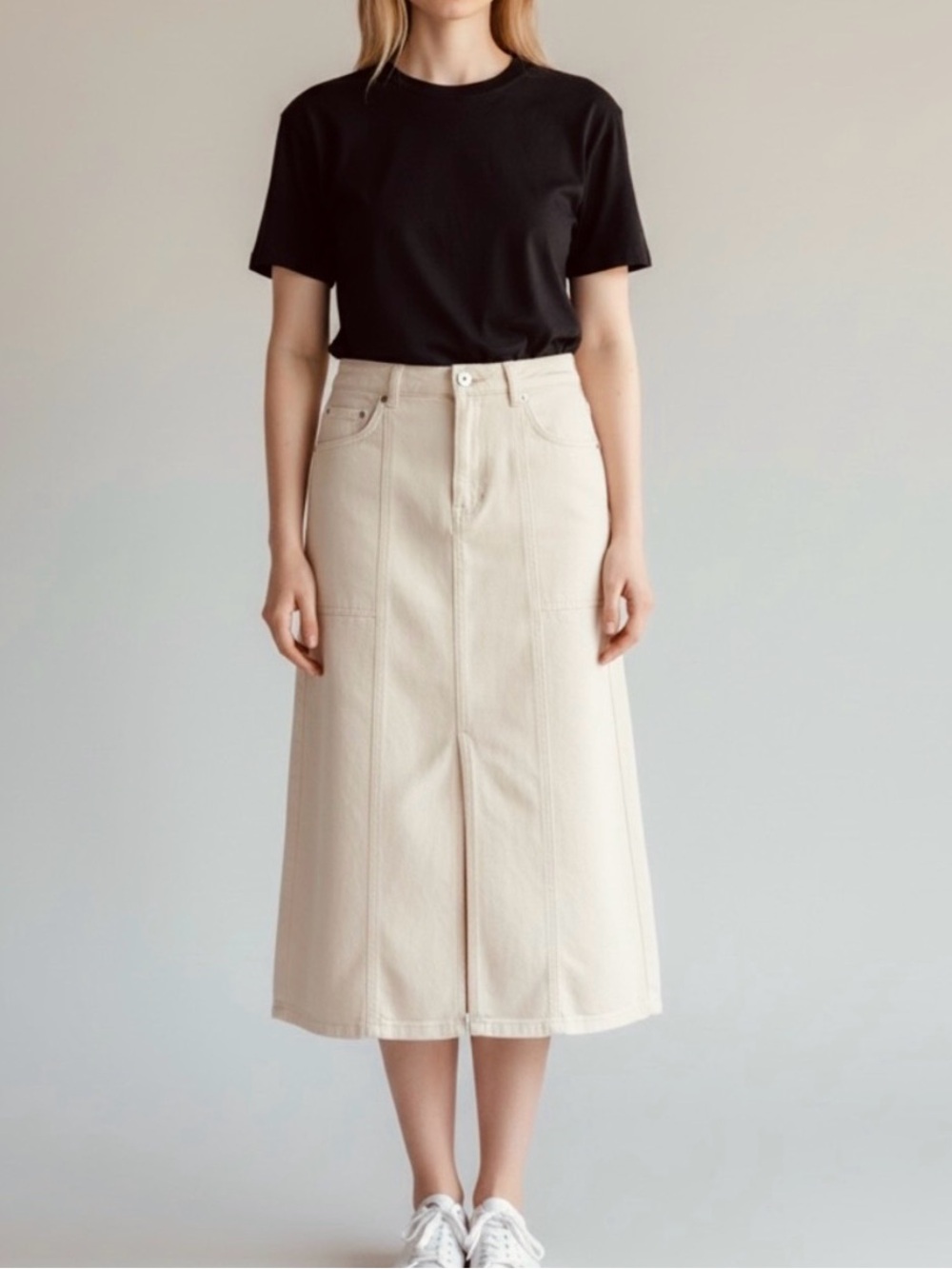 Habitual Midi Skirt with Subtle Silver Sparkle